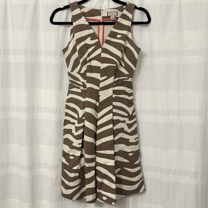 BANANA REPUBLIC ISSA COLLECTION | OLIVE ZEBRA PRINT PONTE DRESS | SZ 0P